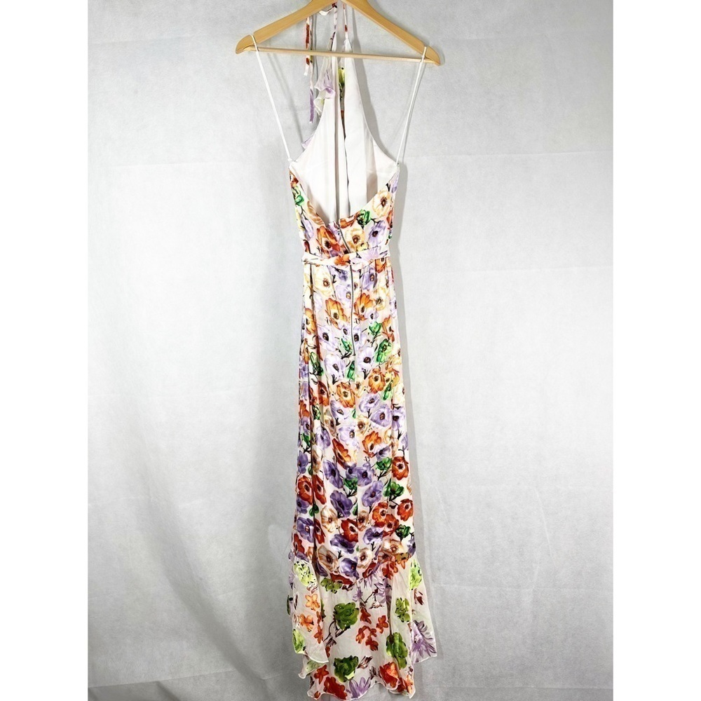 Alice + Olivia Evelia Ruffled Floral High Low Asymmetrical Maxi Dress Size 10 - Picture 8 of 13
